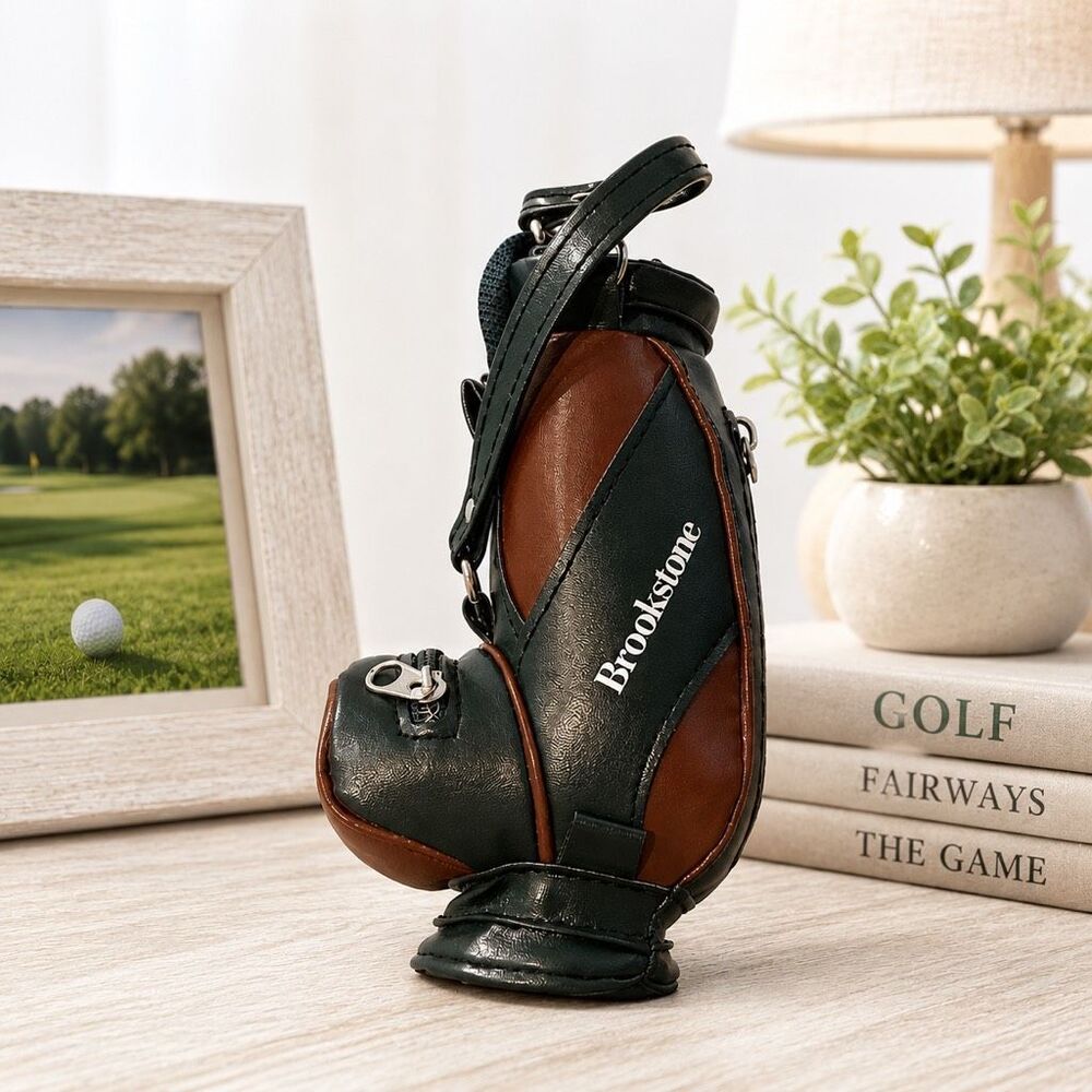 Brookstone Mini Golf Club Caddy Bag Pen Holder Weighted Desktop Office